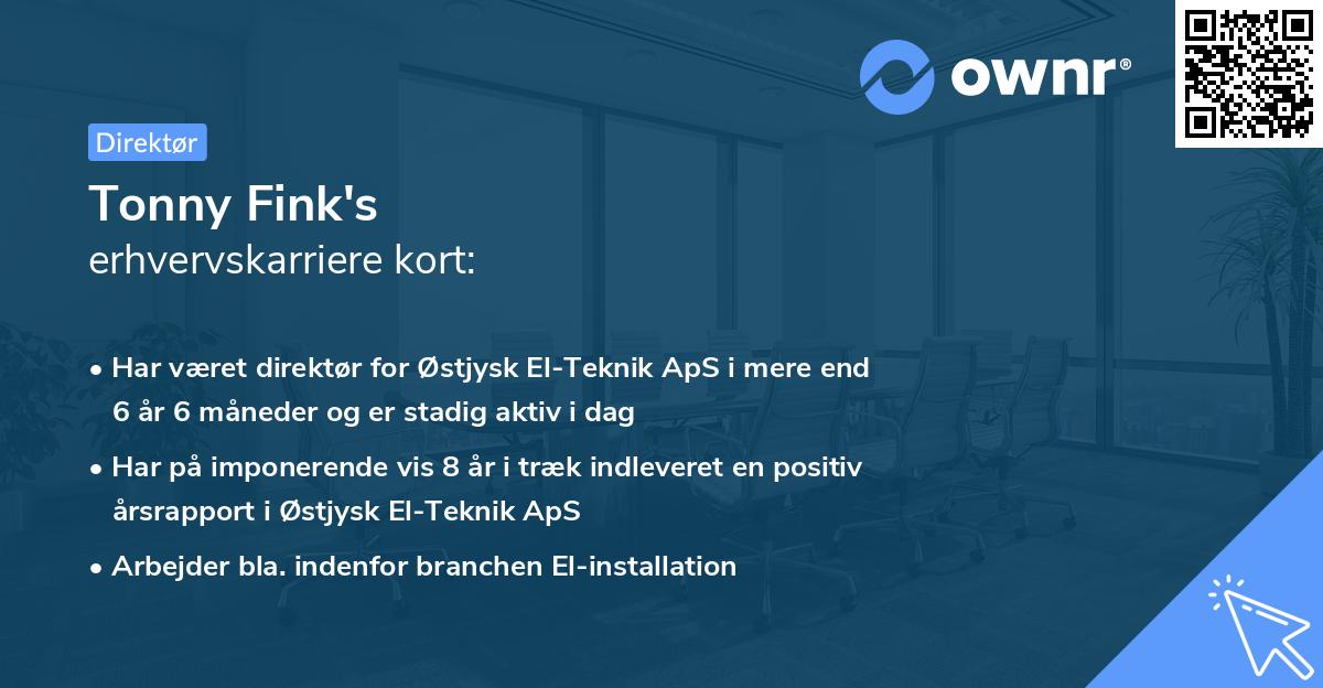 Tonny Fink's erhvervskarriere kort