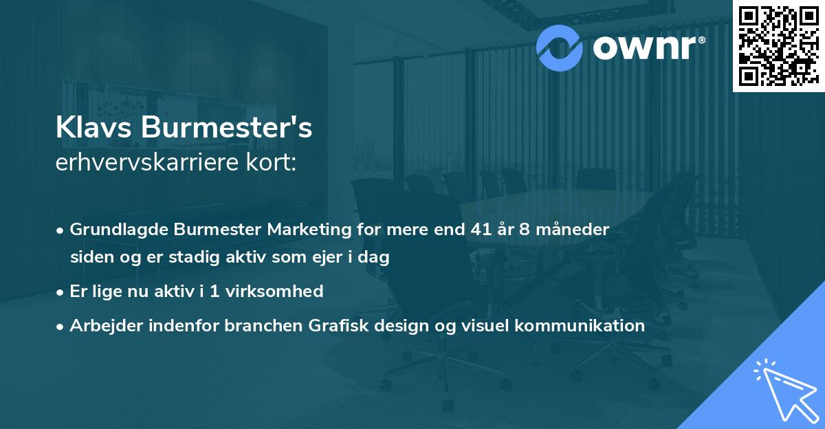 Klavs Burmester's erhvervskarriere kort