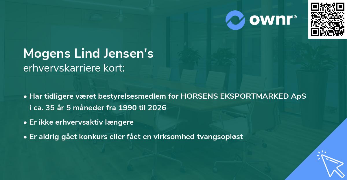 Mogens Lind Jensen's erhvervskarriere kort