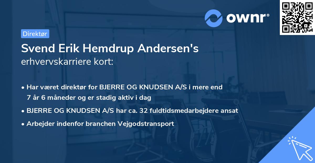 Svend Erik Hemdrup Andersen's erhvervskarriere kort