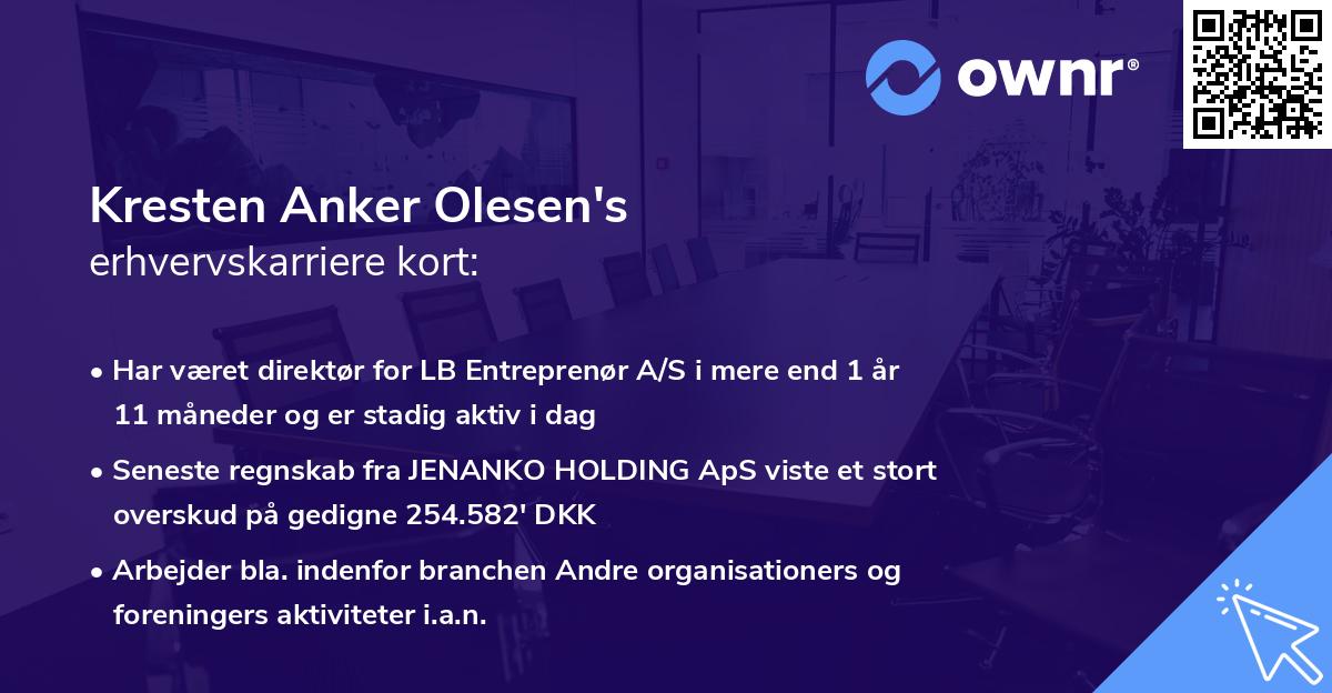 Kresten Anker Olesen's erhvervskarriere kort