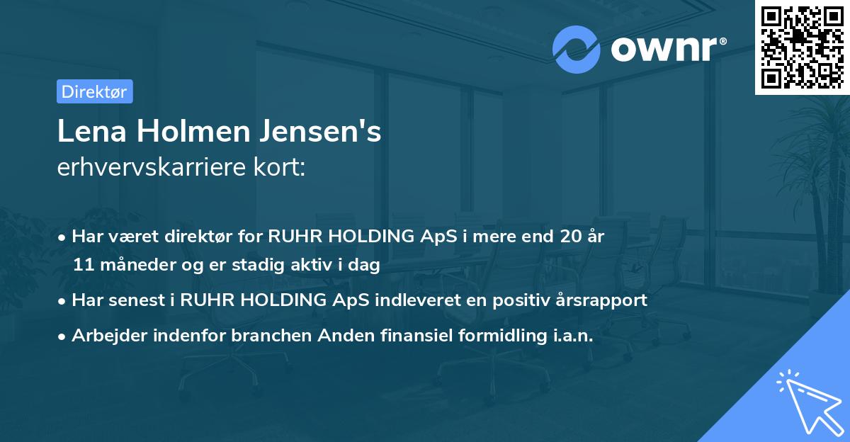 Lena Holmen Jensen's erhvervskarriere kort