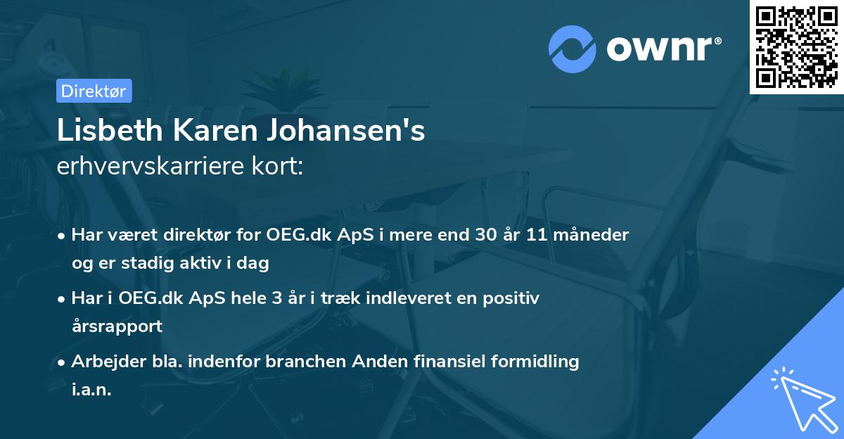 Lisbeth Karen Johansen's erhvervskarriere kort