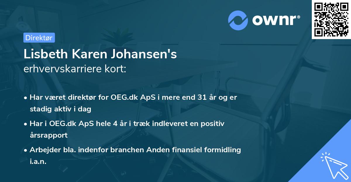 Lisbeth Karen Johansen's erhvervskarriere kort