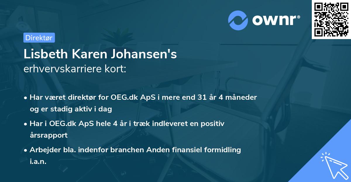 Lisbeth Karen Johansen's erhvervskarriere kort