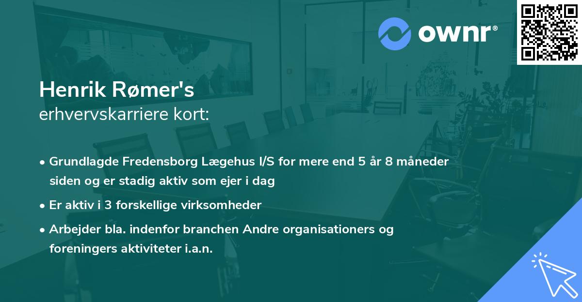 Henrik Rømer's erhvervskarriere kort