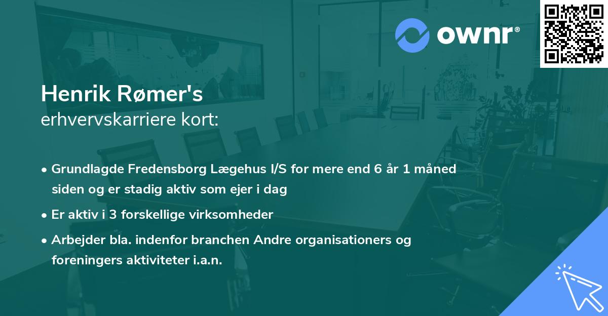 Henrik Rømer's erhvervskarriere kort