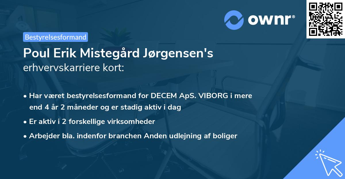Poul Erik Mistegård Jørgensen's erhvervskarriere kort