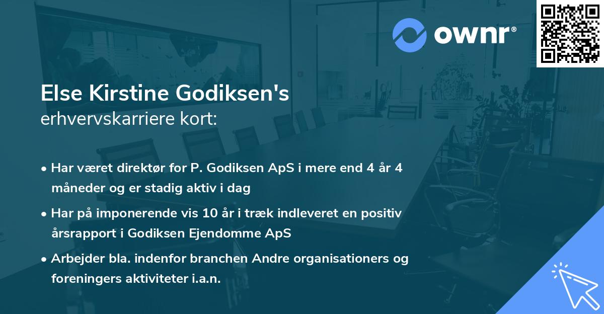 Else Kirstine Godiksen's erhvervskarriere kort