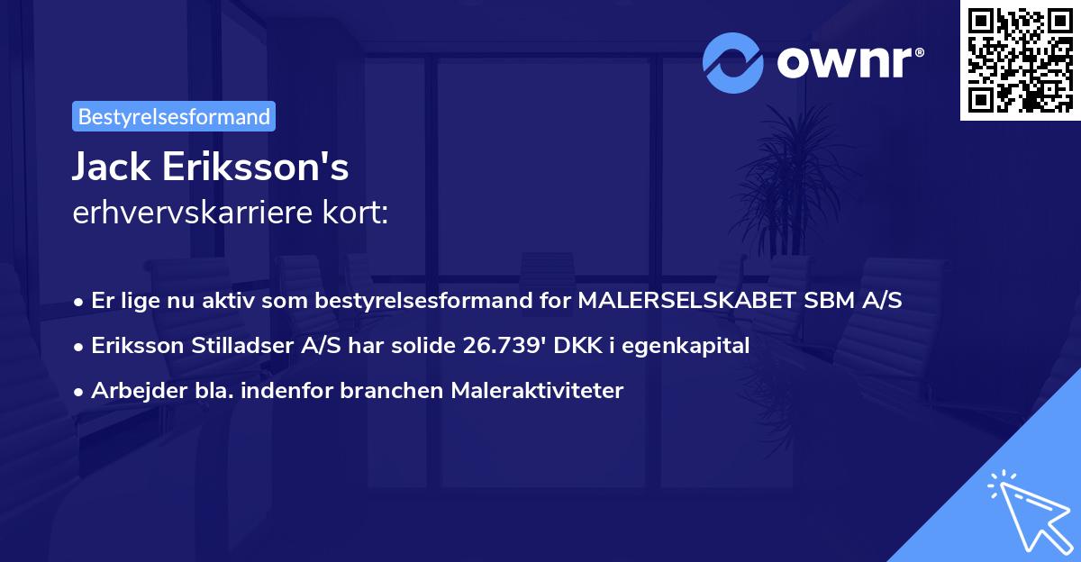 Jack Eriksson's erhvervskarriere kort