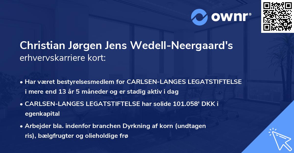 Christian Jørgen Jens Wedell-Neergaard's erhvervskarriere kort