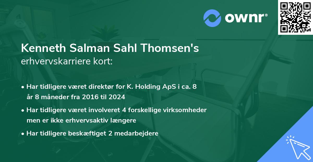 Kenneth Salman Sahl Thomsen's erhvervskarriere kort