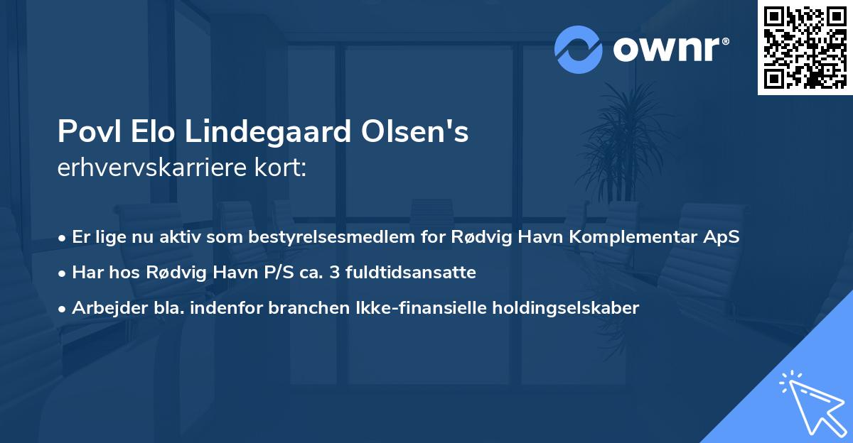 Povl Elo Lindegaard Olsen's erhvervskarriere kort