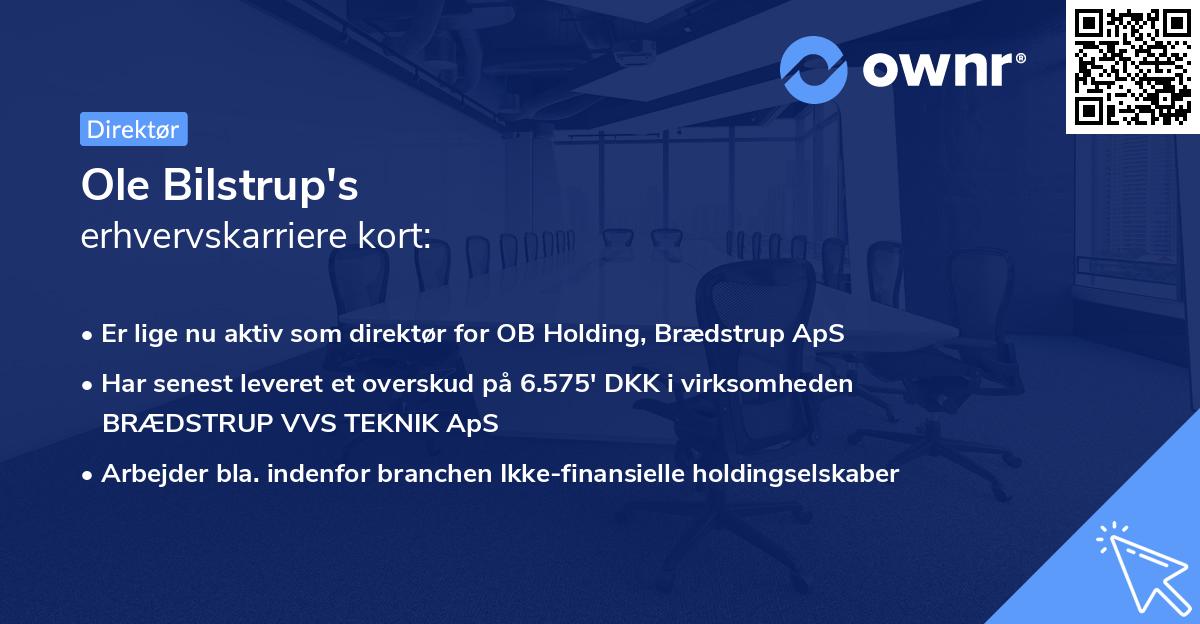 Ole Bilstrup's erhvervskarriere kort