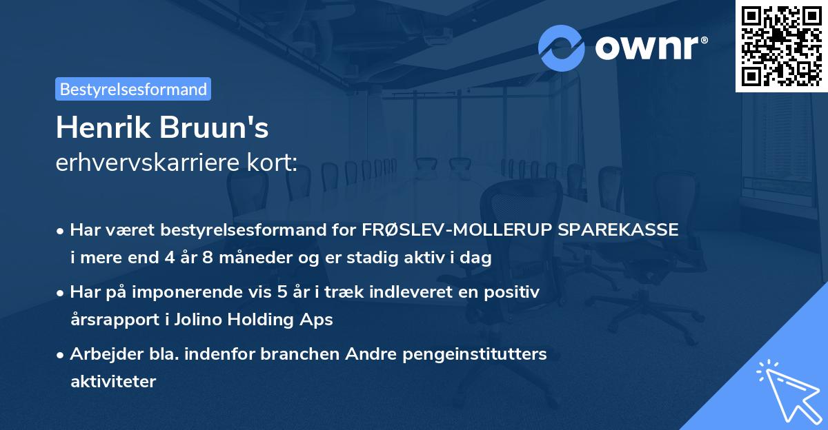 Henrik Bruun's erhvervskarriere kort