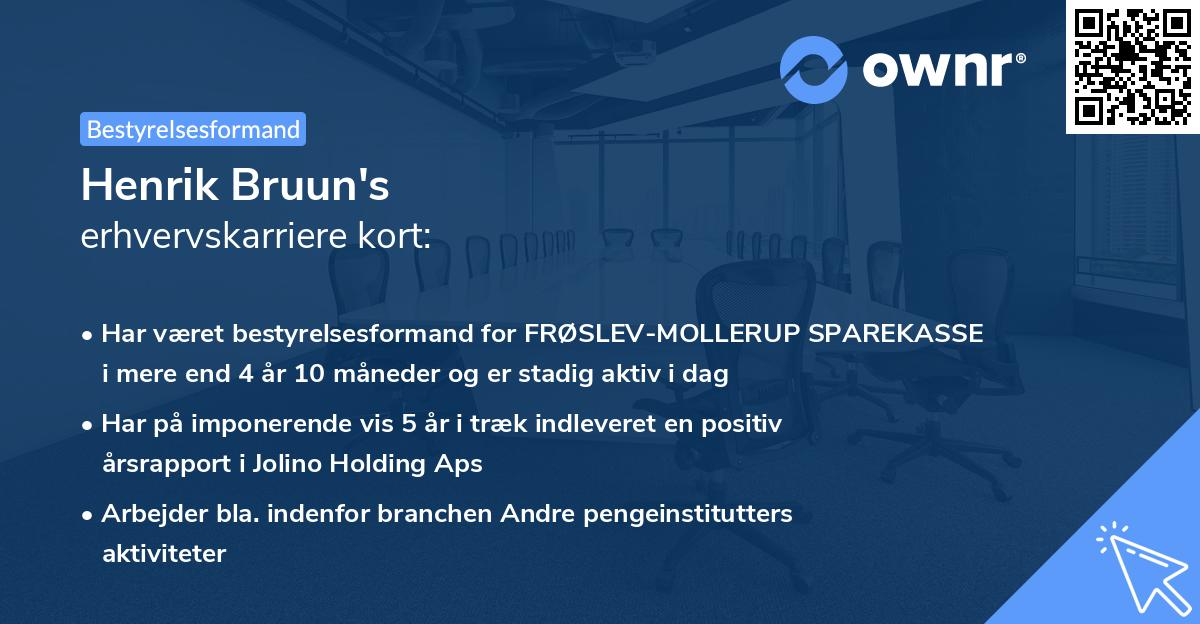 Henrik Bruun's erhvervskarriere kort