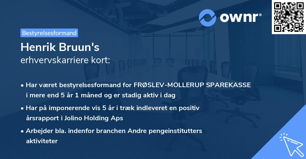 Henrik Bruun's erhvervskarriere kort