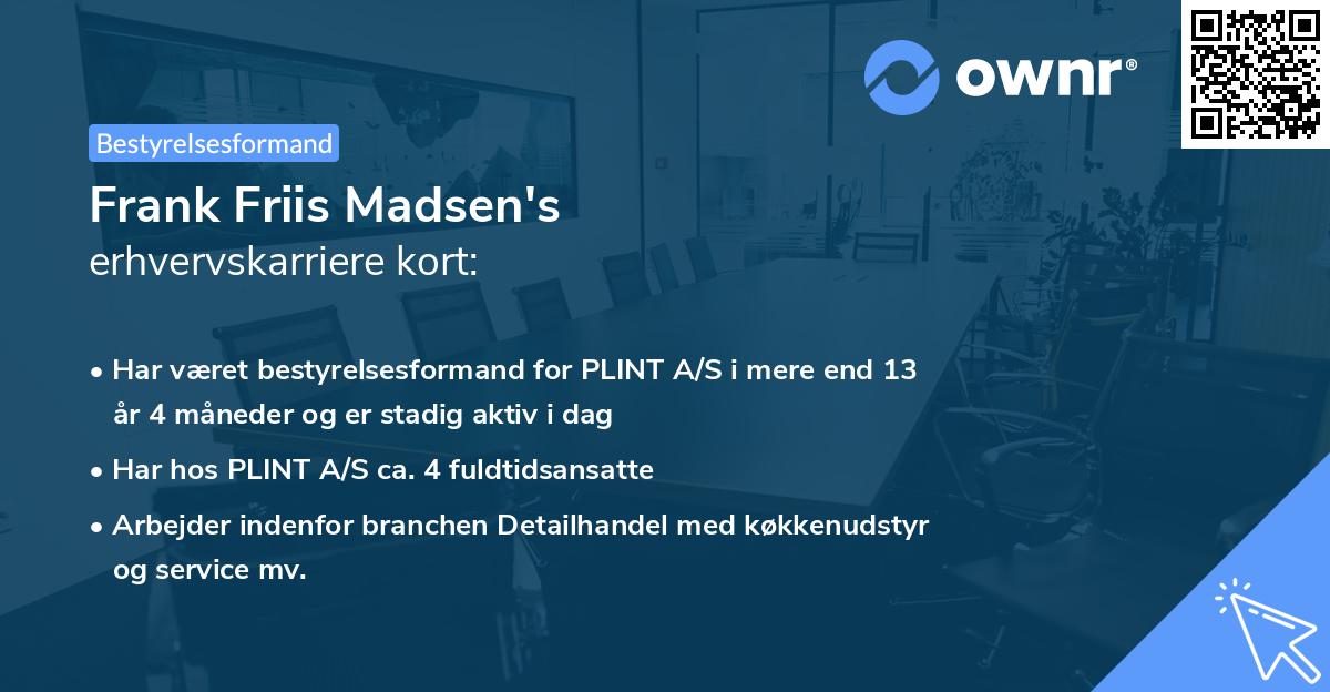 Frank Friis Madsen's erhvervskarriere kort