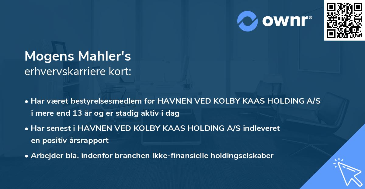 Mogens Mahler's erhvervskarriere kort