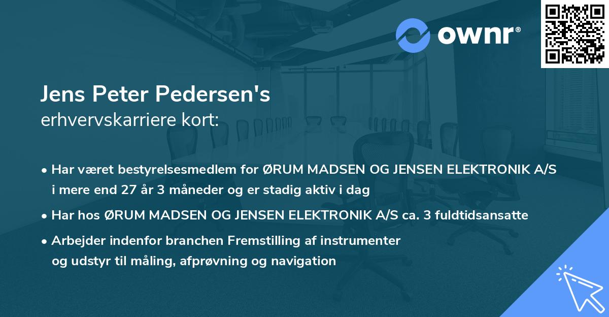 Jens Peter Pedersen's erhvervskarriere kort