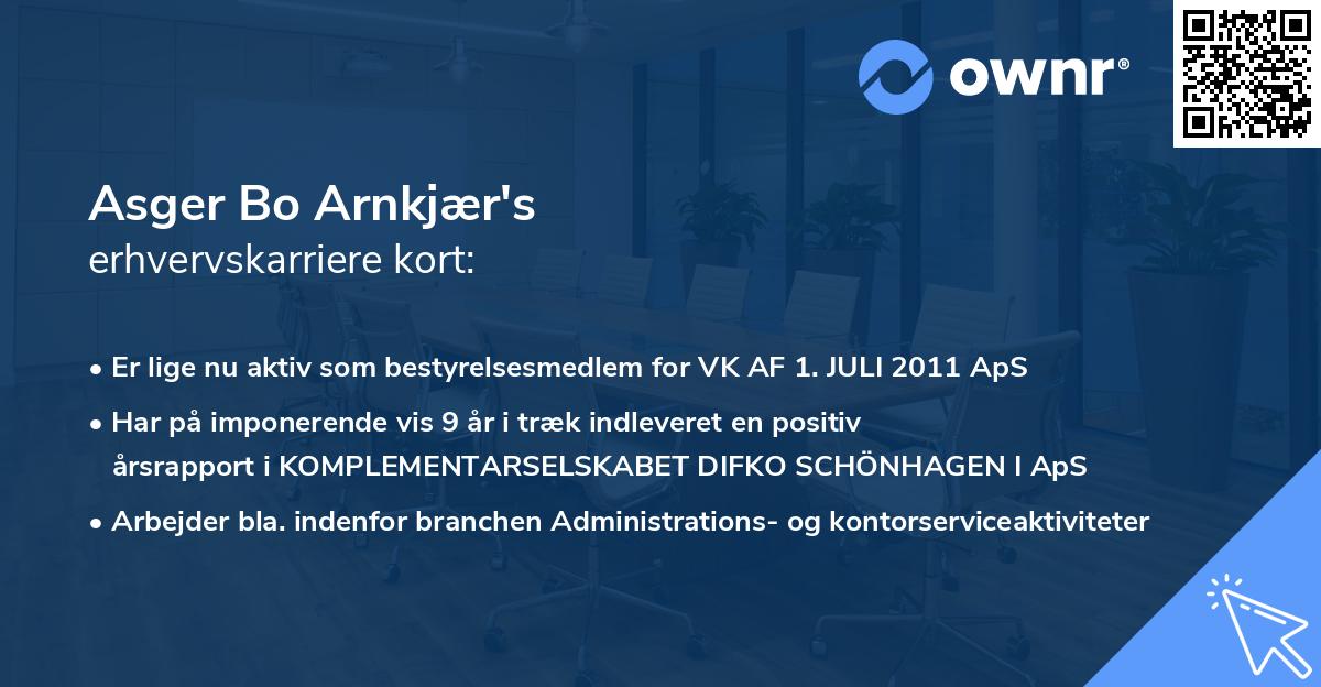 Asger Bo Arnkjær's erhvervskarriere kort