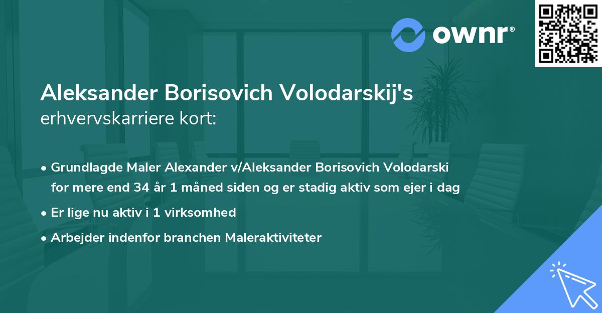 Aleksander Borisovich Volodarskij's erhvervskarriere kort