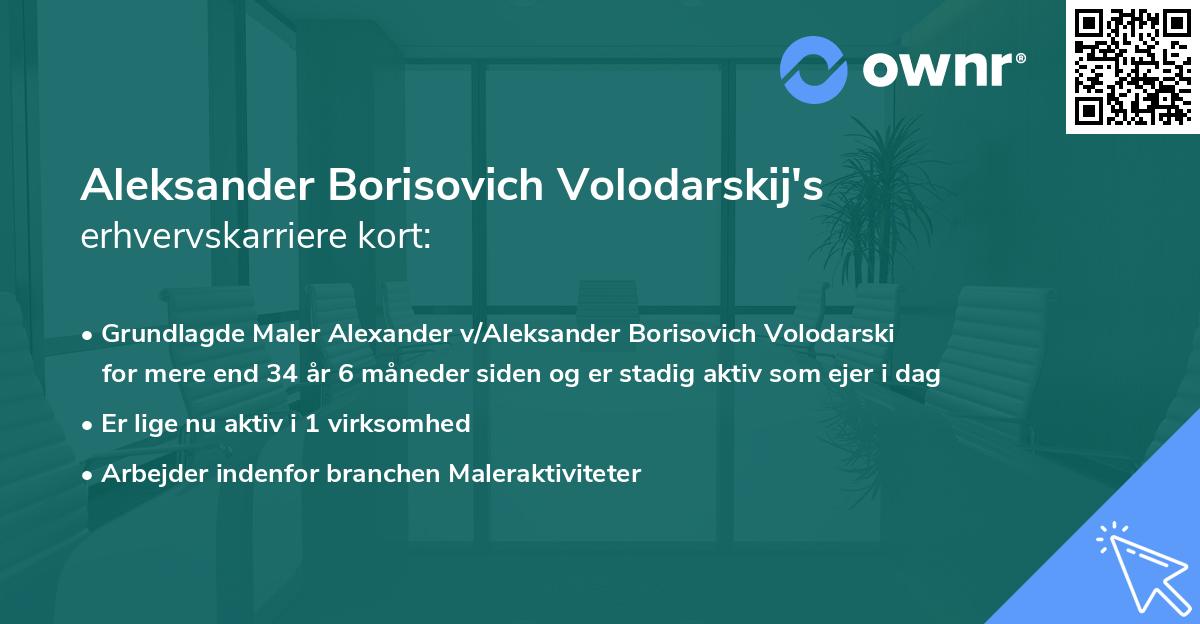 Aleksander Borisovich Volodarskij's erhvervskarriere kort