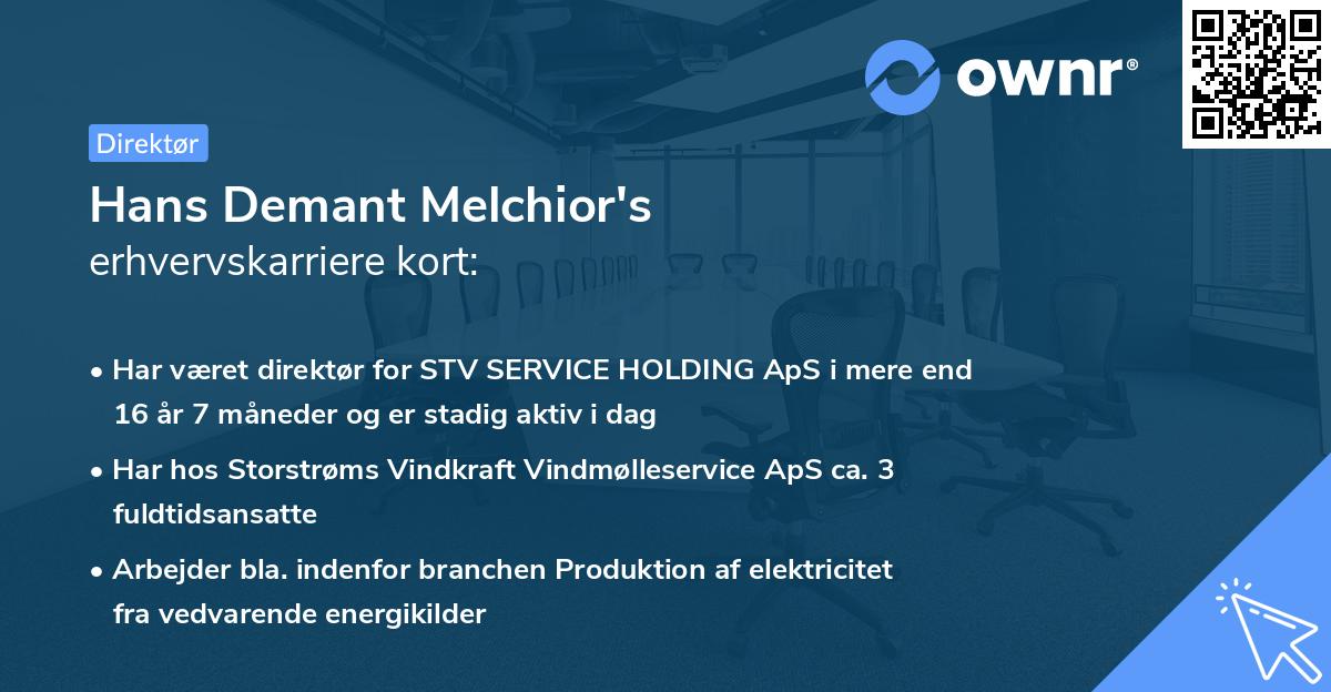 Hans Demant Melchior's erhvervskarriere kort