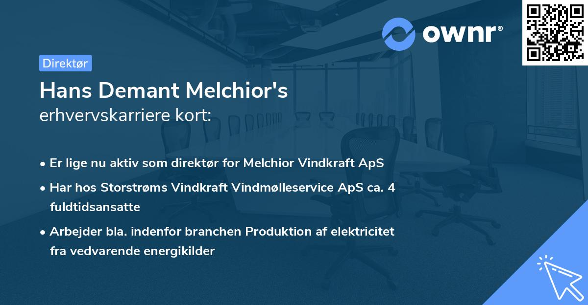 Hans Demant Melchior's erhvervskarriere kort