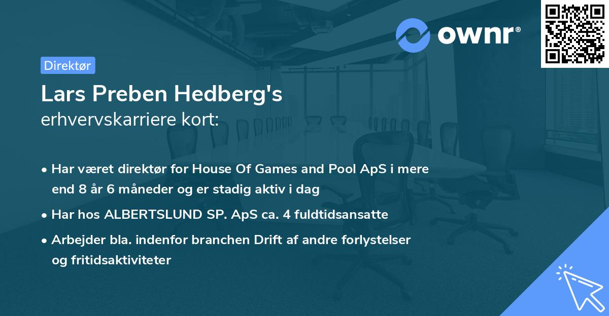 Lars Preben Hedberg's erhvervskarriere kort