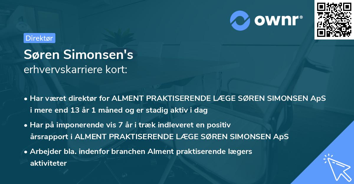 Søren Simonsen's erhvervskarriere kort