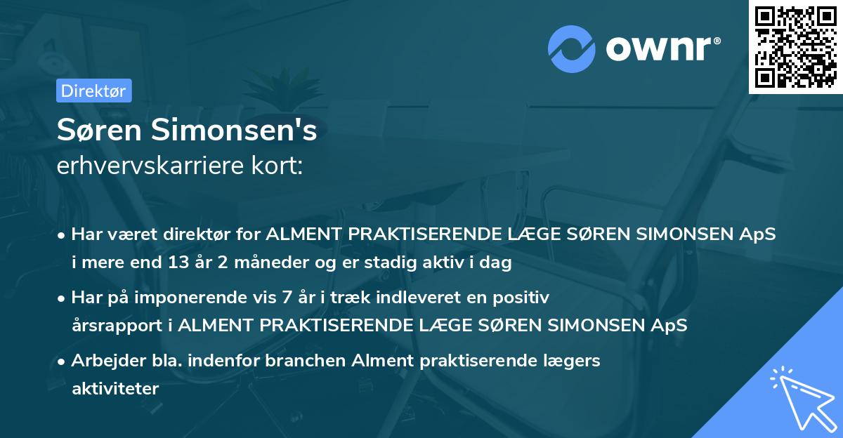 Søren Simonsen's erhvervskarriere kort