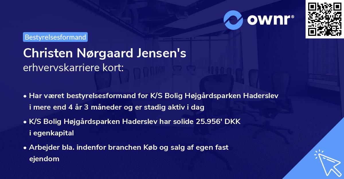 Christen Nørgaard Jensen's erhvervskarriere kort