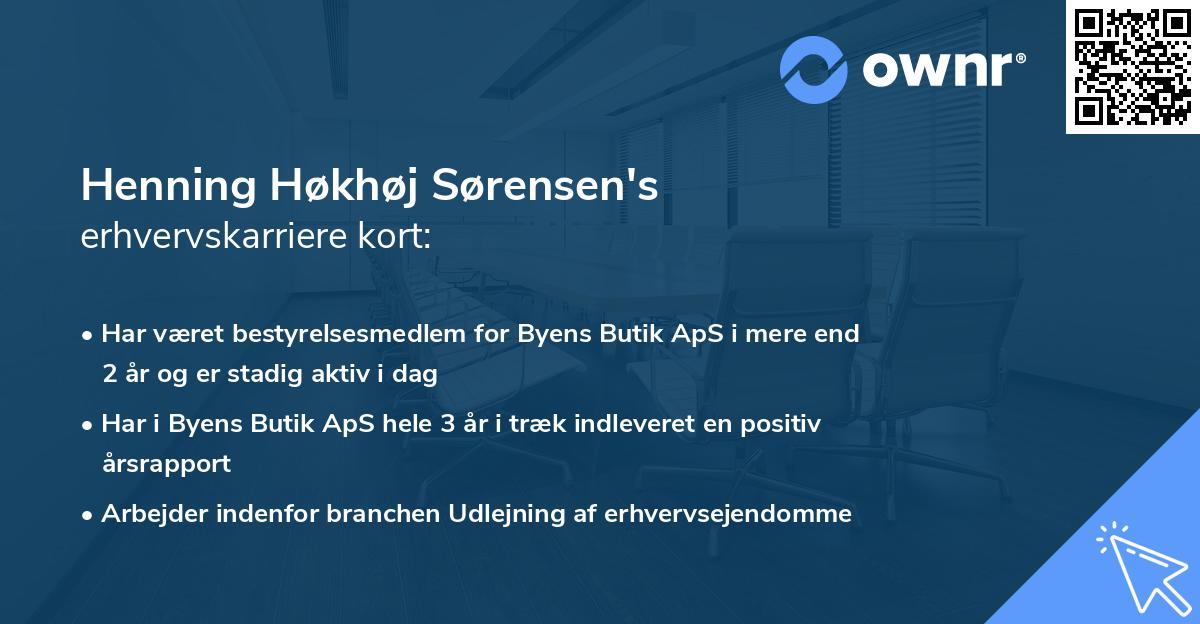 Henning Høkhøj Sørensen's erhvervskarriere kort