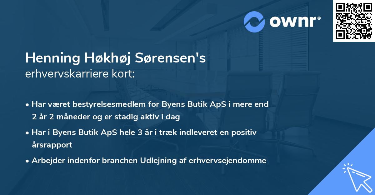 Henning Høkhøj Sørensen's erhvervskarriere kort
