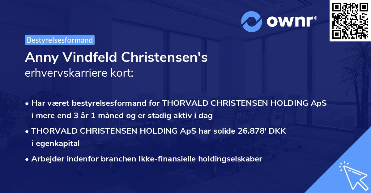 Anny Vindfeld Christensen's erhvervskarriere kort