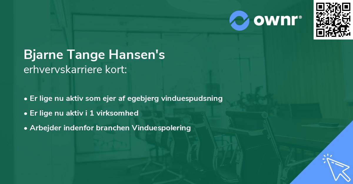 Bjarne Tange Hansen's erhvervskarriere kort