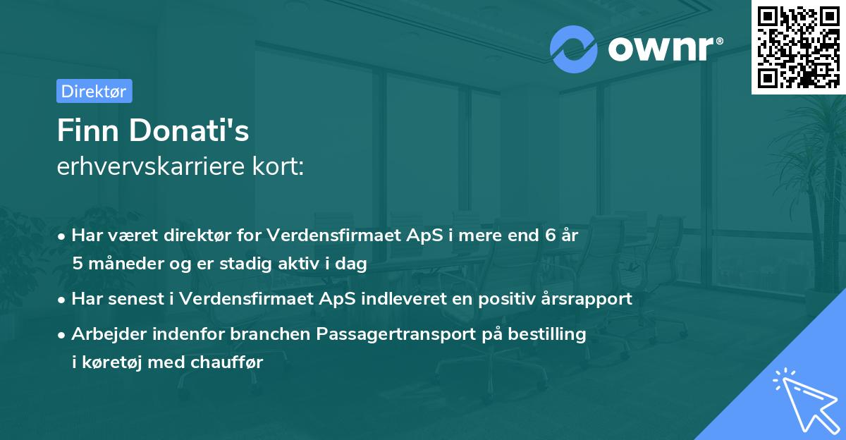 Finn Donati's erhvervskarriere kort