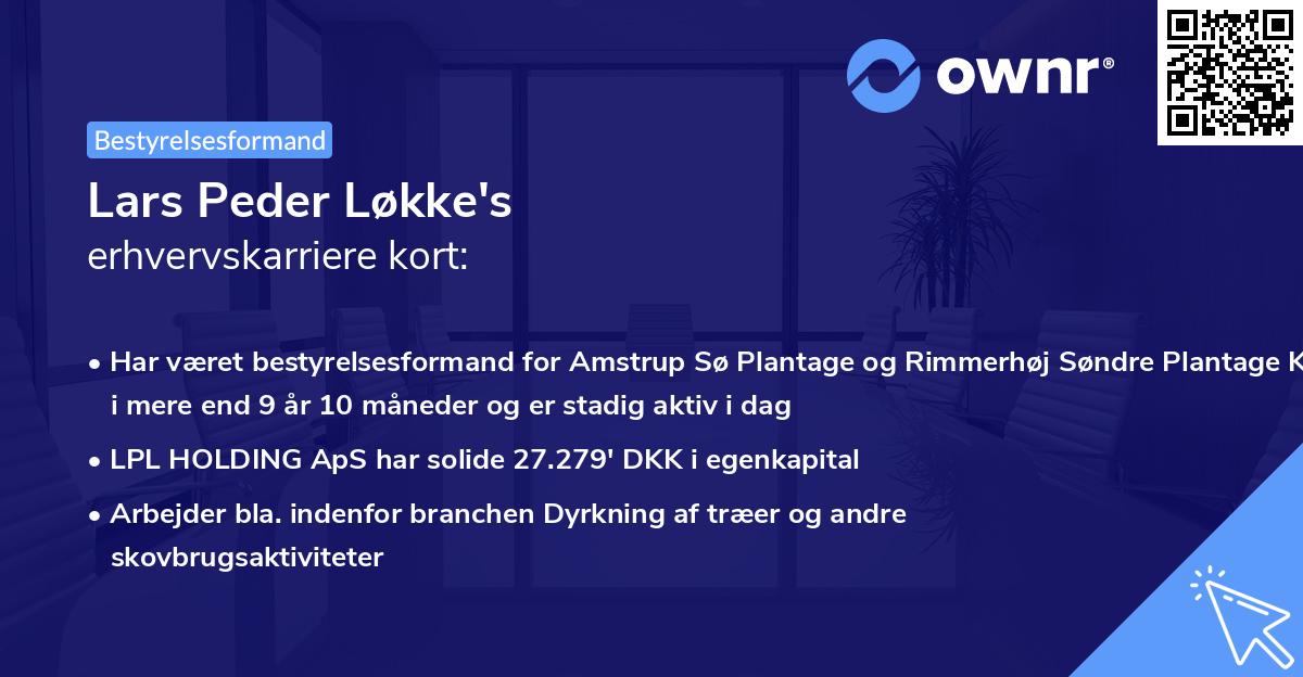 Lars Peder Løkke's erhvervskarriere kort