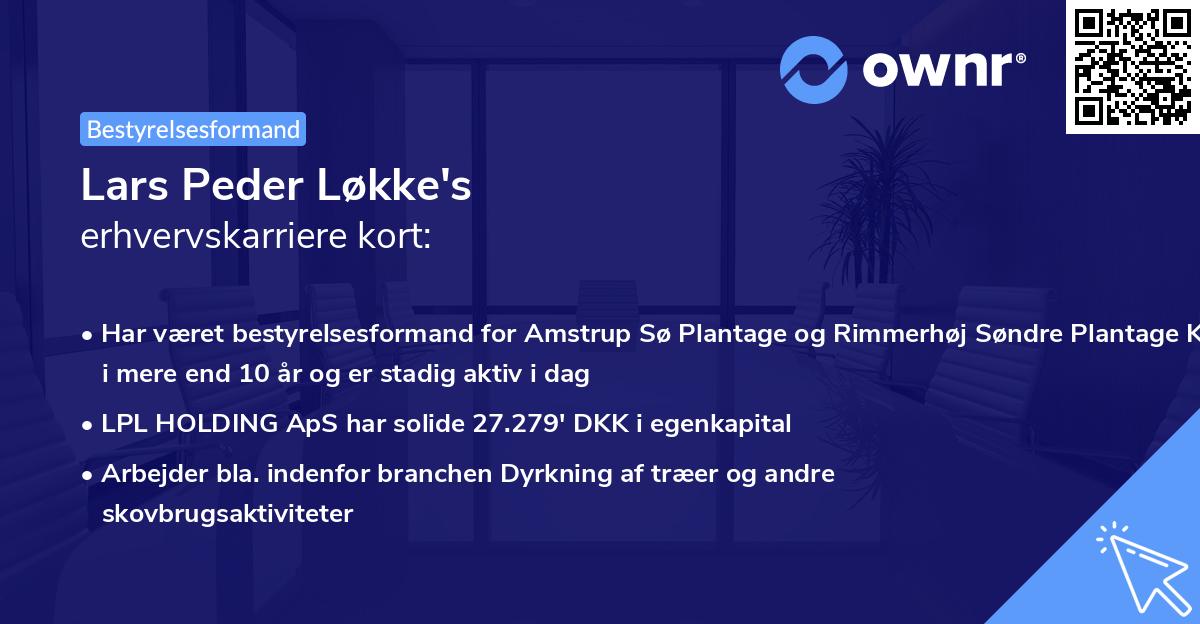 Lars Peder Løkke's erhvervskarriere kort
