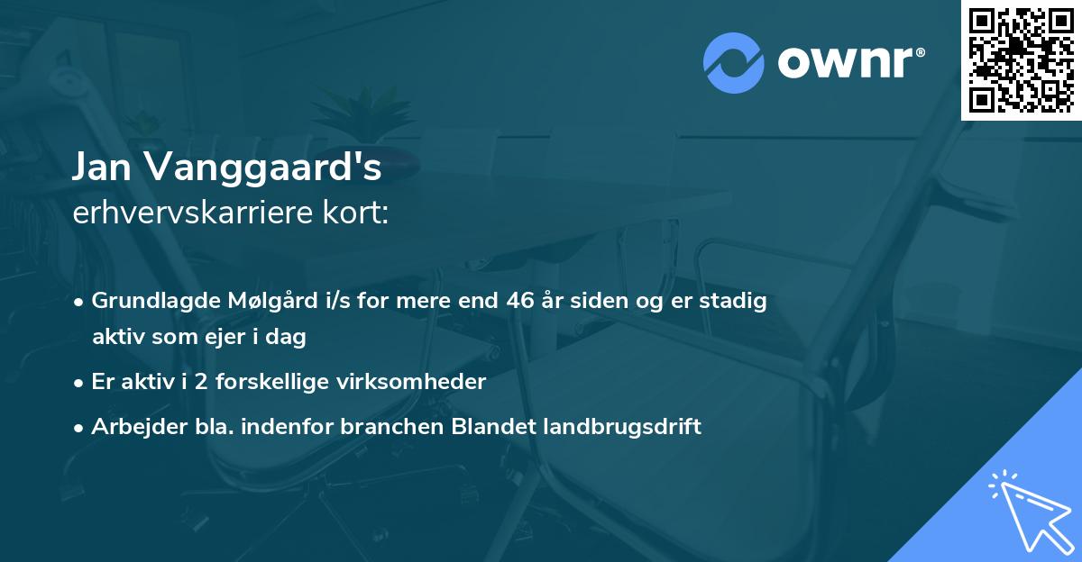 Jan Vanggaard's erhvervskarriere kort