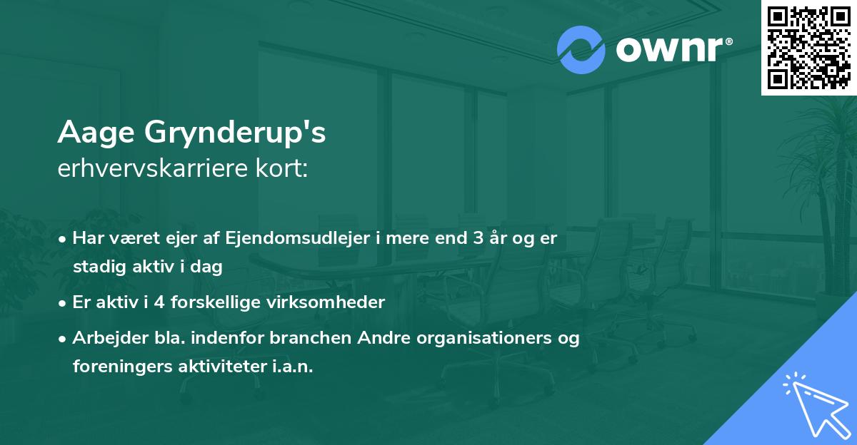 Aage Grynderup's erhvervskarriere kort