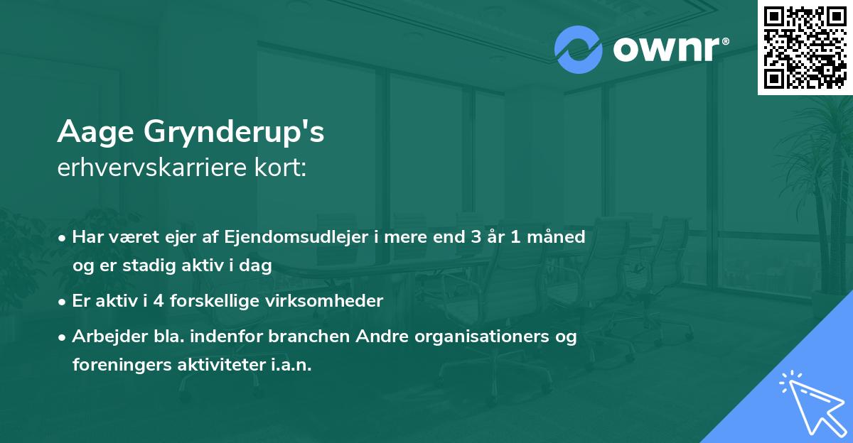 Aage Grynderup's erhvervskarriere kort