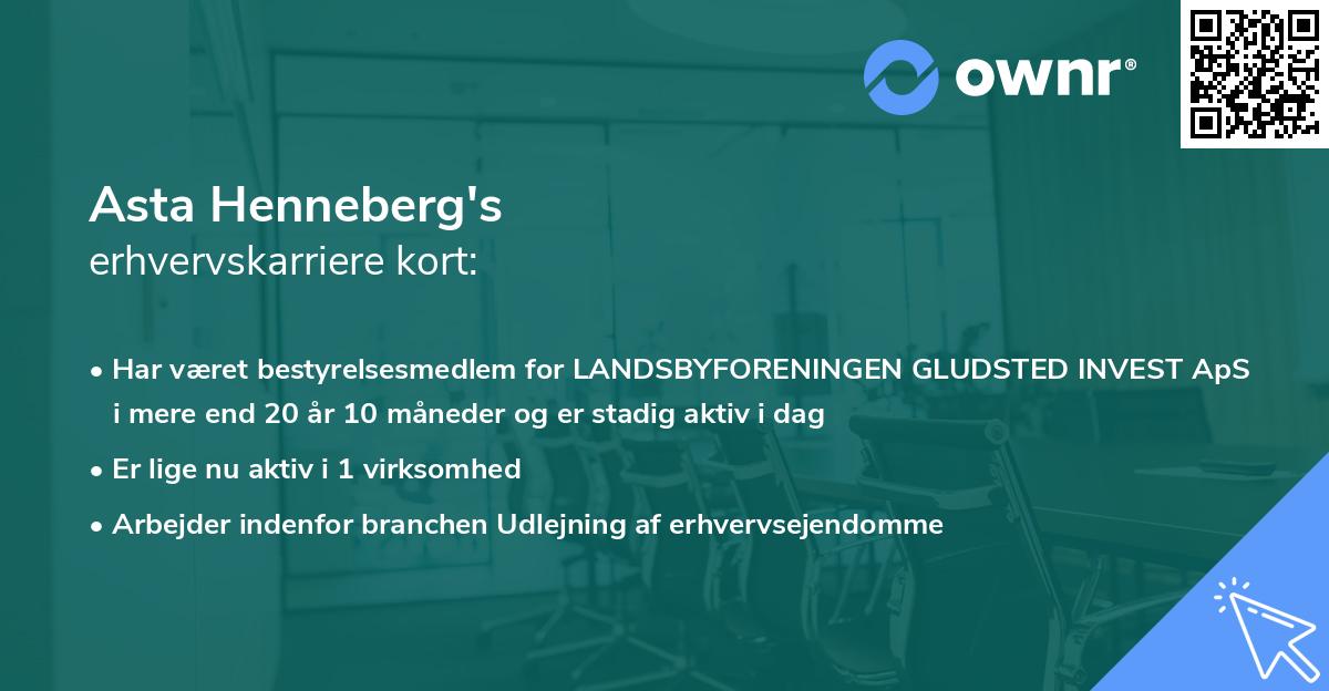 Asta Henneberg's erhvervskarriere kort