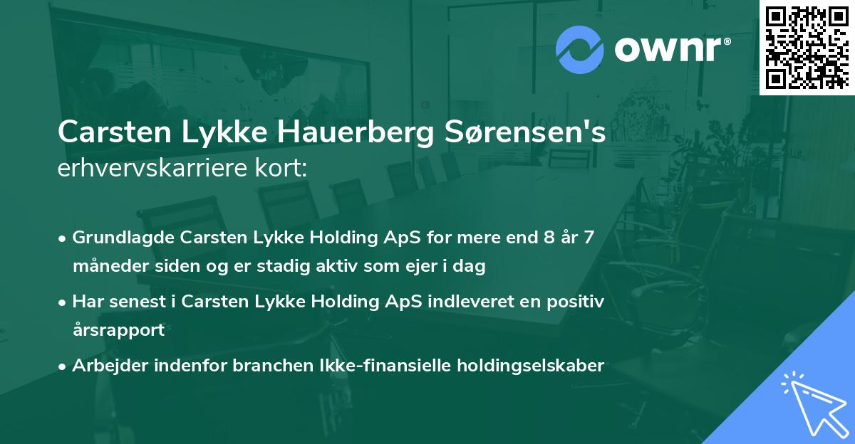 Carsten Lykke Hauerberg Sørensen's erhvervskarriere kort
