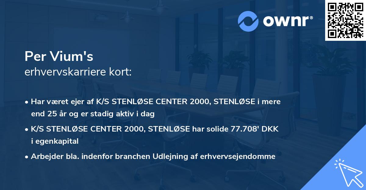 Per Vium's erhvervskarriere kort