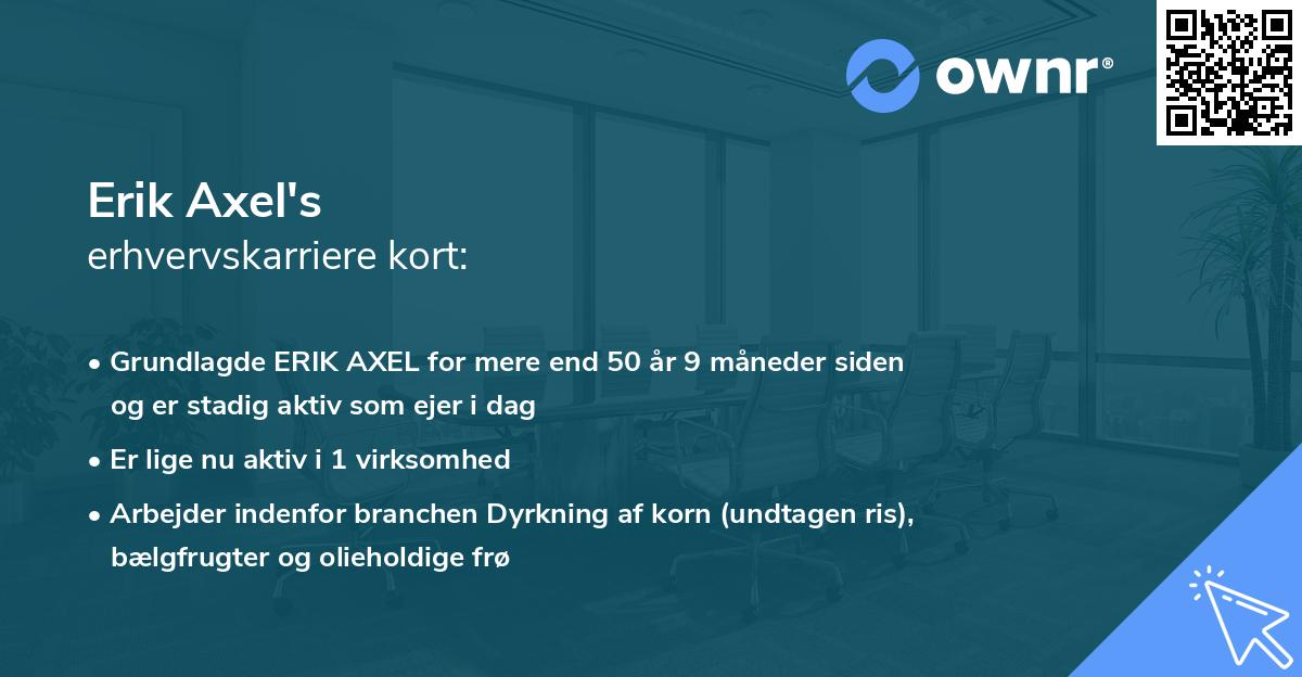 Erik Axel's erhvervskarriere kort
