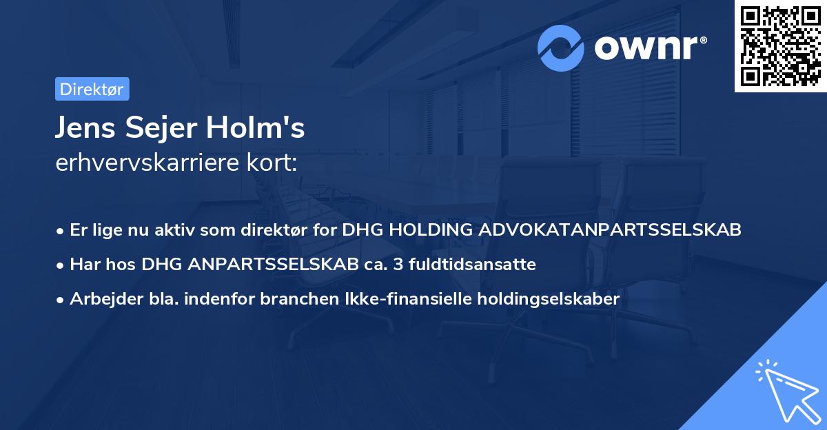 Jens Sejer Holm's erhvervskarriere kort