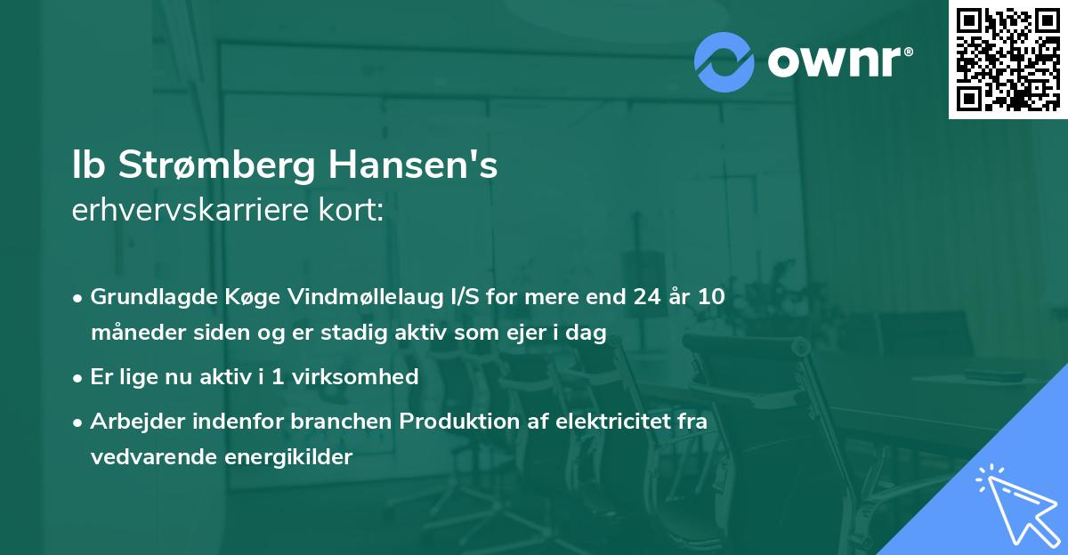 Ib Strømberg Hansen's erhvervskarriere kort