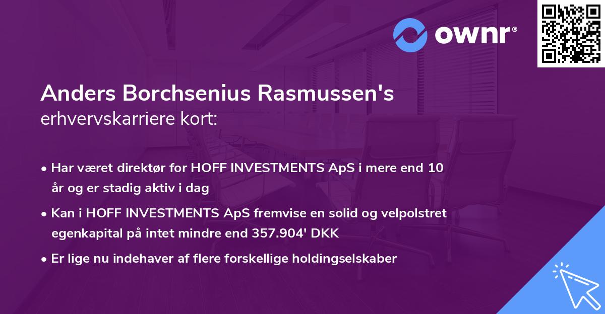 Anders Borchsenius Rasmussen's erhvervskarriere kort